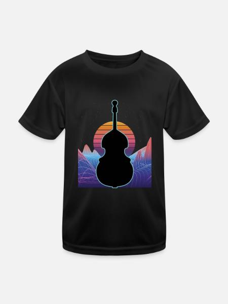 Kontrabass - Kinder Funktions-T-Shirt - Schwarz - Vorne