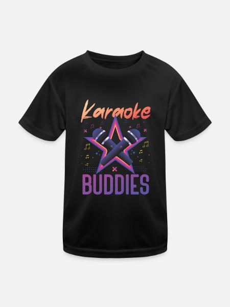 Karaoke Singer Friends Besties 80s - Kinder Funktions-T-Shirt - Schwarz - Vorne