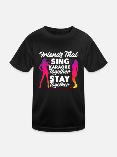 Karaoke Singer 80s Retro Friends - Kids Functional T-Shirt - black - Front