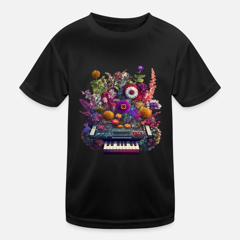 Synthétiseur floral Illustration complexe de fleur DJ T-shirt sport Enfant