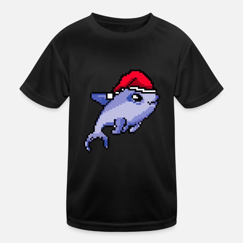 Noël pixélisé dauphin - Drôle T-shirt sport Enfant