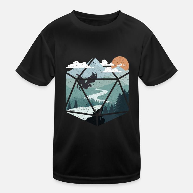 Rpg RPG tabletop roleplaying dice dragon castle Kids Functional T-Shirt