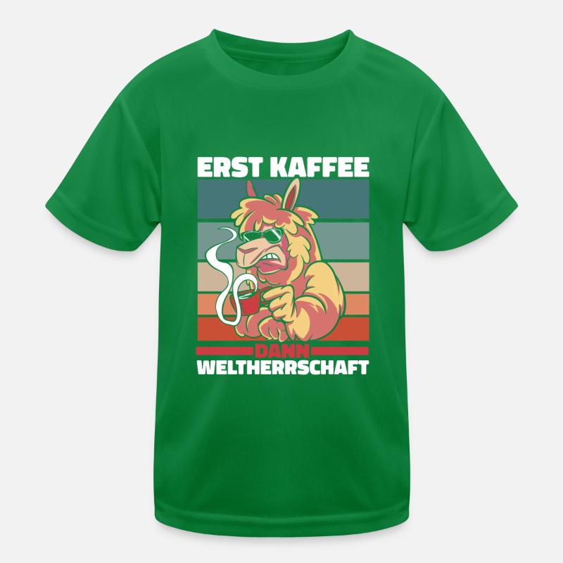 Alpaka Kaffee Sonnenbrille Kinder Funktions-T-Shirt