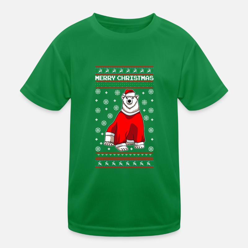 Polar Bear Merry Christmas Kids Functional T-Shirt