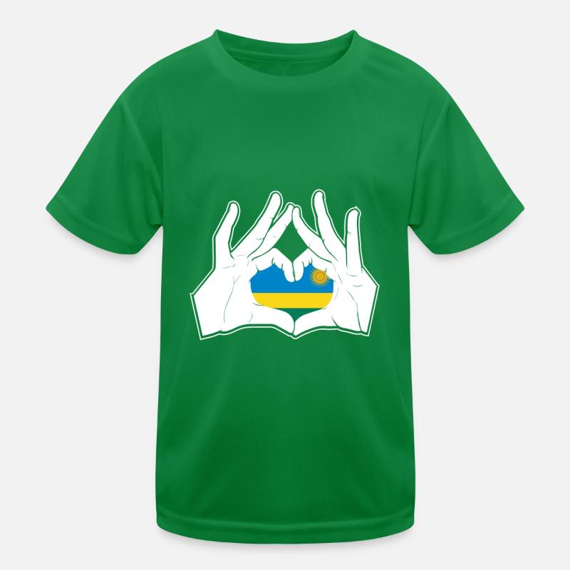 Drapeau du cœur de main du Rwanda T-shirt sport Enfant