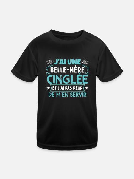 J'ai Une Belle-Mère Cinglée - T-shirt sport Enfant - noir - Devant