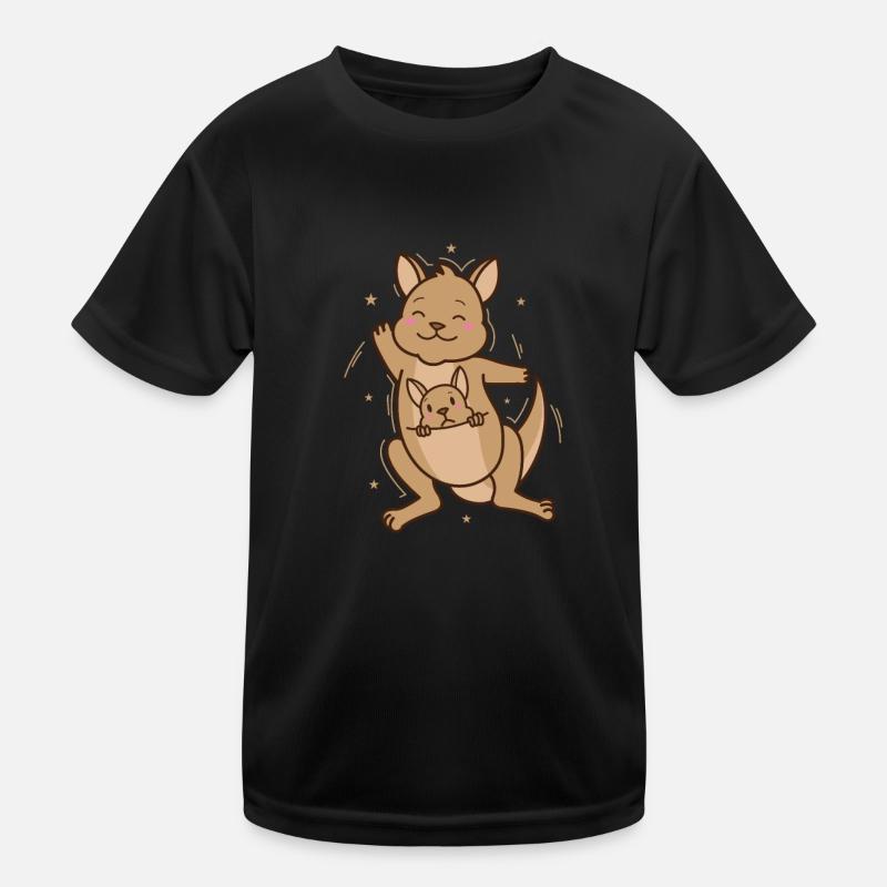 Känguru freut sich mit Baby im Beutel Kinder Funktions-T-Shirt
