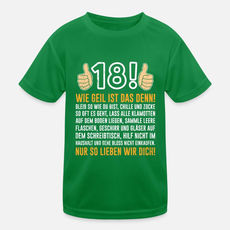 18 Jahre Junge 18. Geburtstag Kinder Funktions-T-Shirt