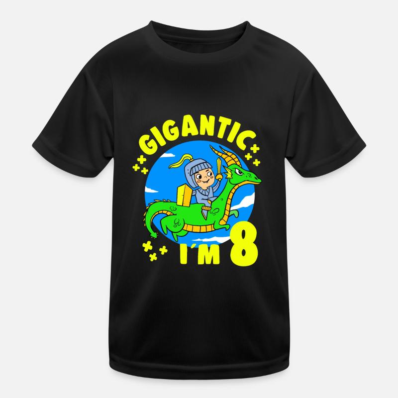 8 Years Old Birthday Knight Dragon 8th B-Day Party Kinder Funktions-T-Shirt