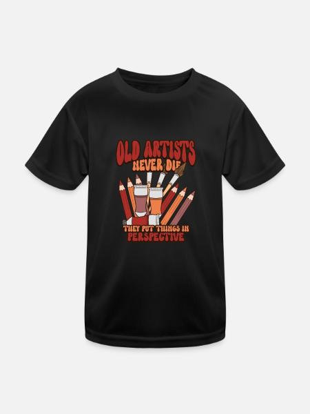 Künstler Malerei Maler Kunstfarbe Kunstlehrer - Kinder Funktions-T-Shirt - Schwarz - Vorne