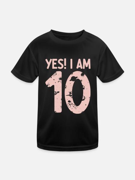 Space Astronaut Kids Birthday 10 Years Old 10th Bi - Kinder Funktions-T-Shirt - Schwarz - Vorne