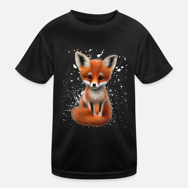 Fox Hand Painted Fox Puppy Kids Functional T-Shirt