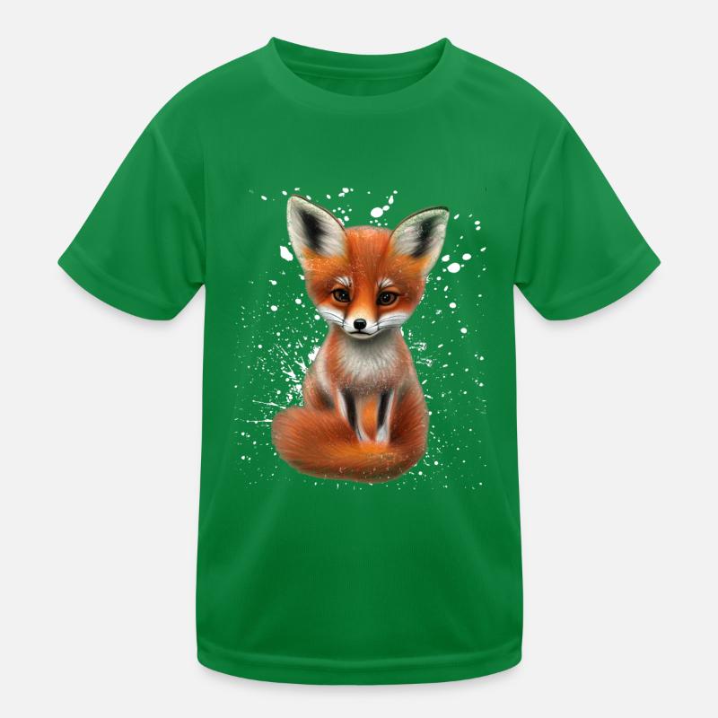 Fox Hand Painted Fox Puppy Kids Functional T-Shirt