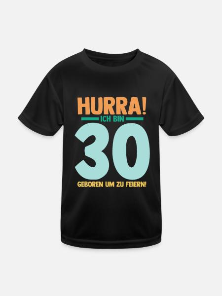 Dreißig 30 Jahre Dreißigster Geburtstag - Kinder Funktions-T-Shirt - Schwarz - Vorne