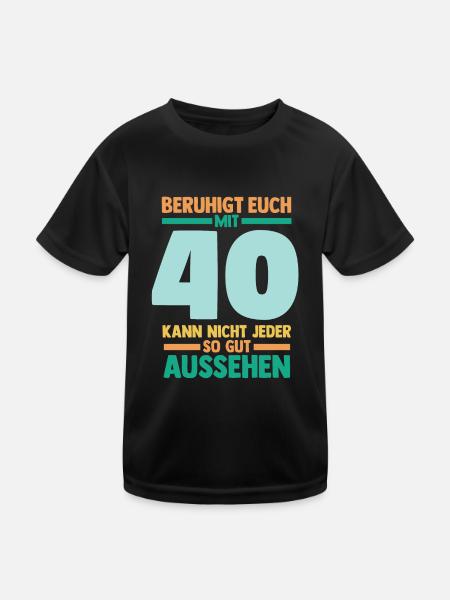 Vierzig 40 Jahre Vierzigster Geburtstag - Kinder Funktions-T-Shirt - Schwarz - Vorne