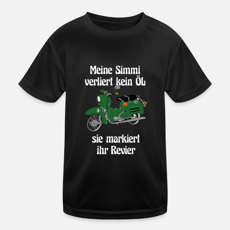 Schwalbenfahrer Simson Schwalbe Kult Roller DDR - Kinder Funktions-T-Shirt - Schwarz