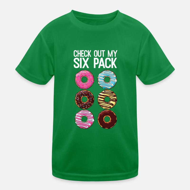 Check Out My Six Pack Funny Donut Lover Dad BOD Kinder Funktions-T-Shirt