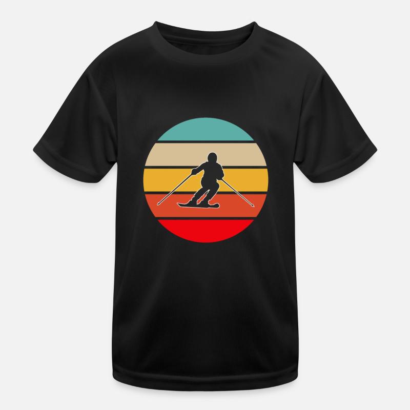 Retro skiing - Kids Functional T-Shirt - black