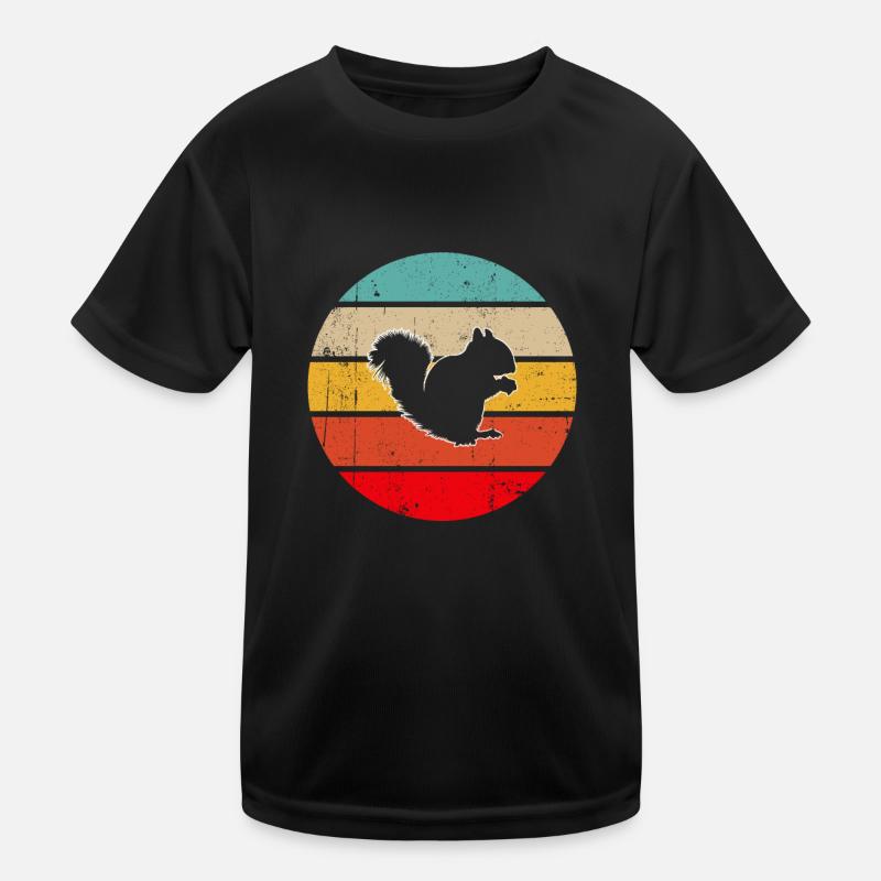 Eichhörnchen Retro - Kinder Funktions-T-Shirt - Schwarz