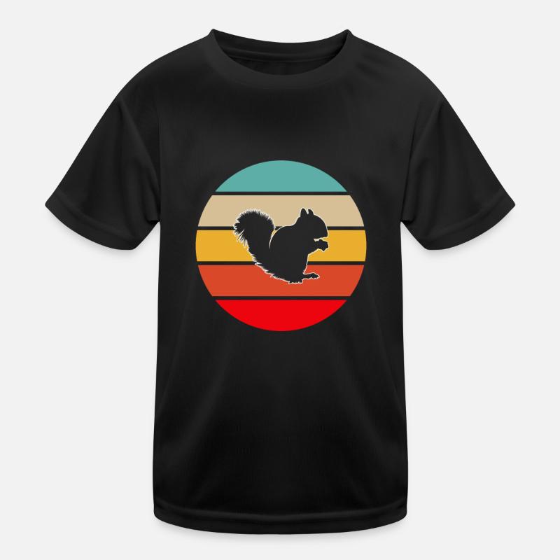 Eichhörnchen Retro - Kinder Funktions-T-Shirt - Schwarz