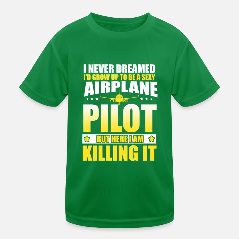 Funny Airplane Pilot Aviation Plane Flying Pilot Kids Functional T-Shirt