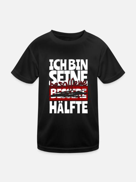 Ich bin seine Besoffene Hälfte Paarshirt Paardesig - Kinder Funktions-T-Shirt - Schwarz - Vorne