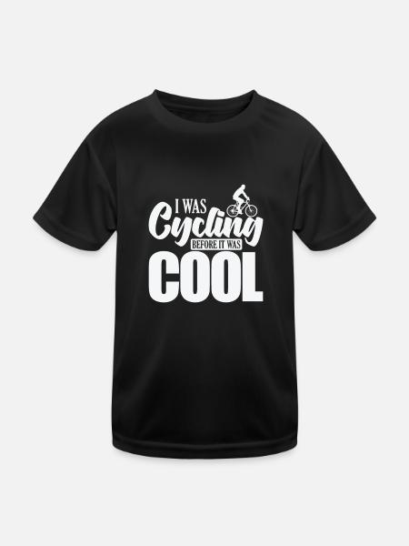 I was Cycling before it was cool Fahrrad fahren - Kinder Funktions-T-Shirt - Schwarz - Vorne