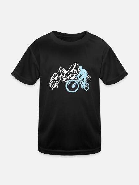 Downhill Mountain Bike Cycling Mountains Mountains - Kids Functional T-Shirt - black - Front