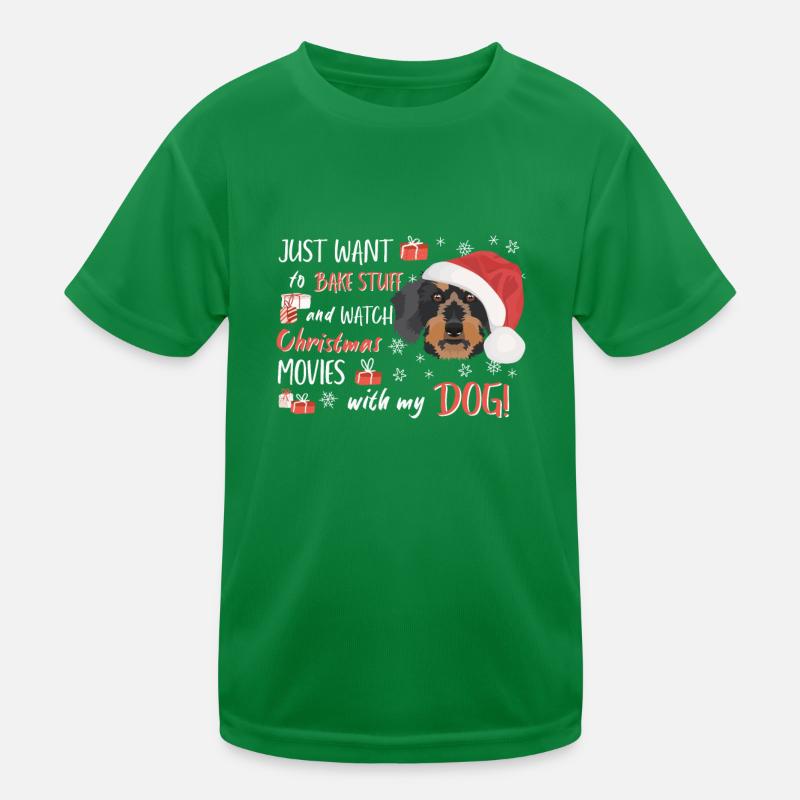 Teckel à poil dur Joyeux Noël T-shirt sport Enfant