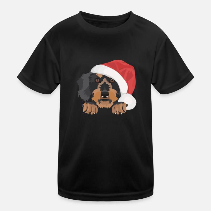 Wire-haired Dachshund Merry Christmas Kids Functional T-Shirt