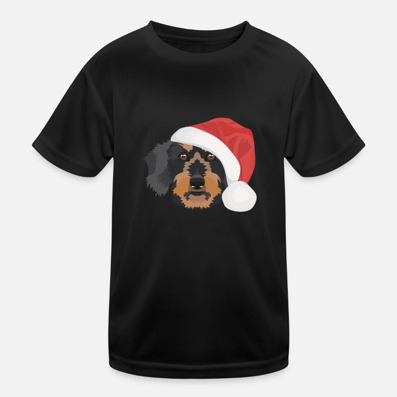 Teckel à poil dur Joyeux Noël T-shirt sport Enfant