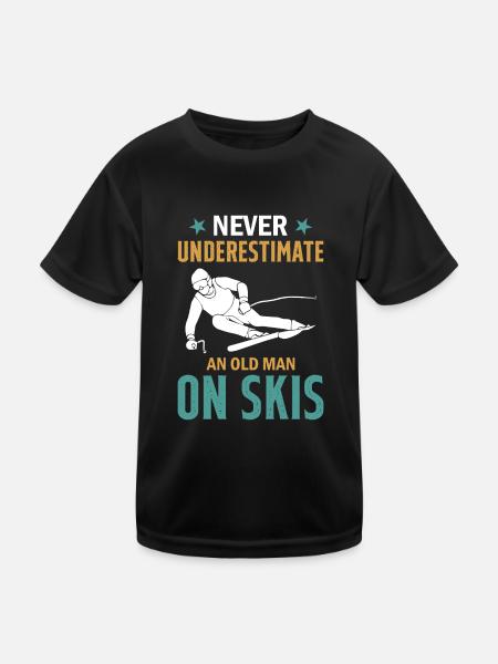 Ski Winter Skiing - Never Underestimate An Old Man - Kids Functional T-Shirt - black - Front