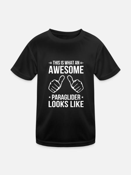This Is What An Awesome Paraglider Looks Like Para - Kinder Funktions-T-Shirt - Schwarz - Vorne