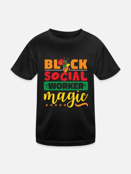 Magie des travailleurs sociaux noirs - T-shirt sport Enfant - noir - Devant
