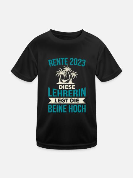 Rente 2023 diese Lehrerin legt die Beine Hoch - Kinder Funktions-T-Shirt - Schwarz - Vorne