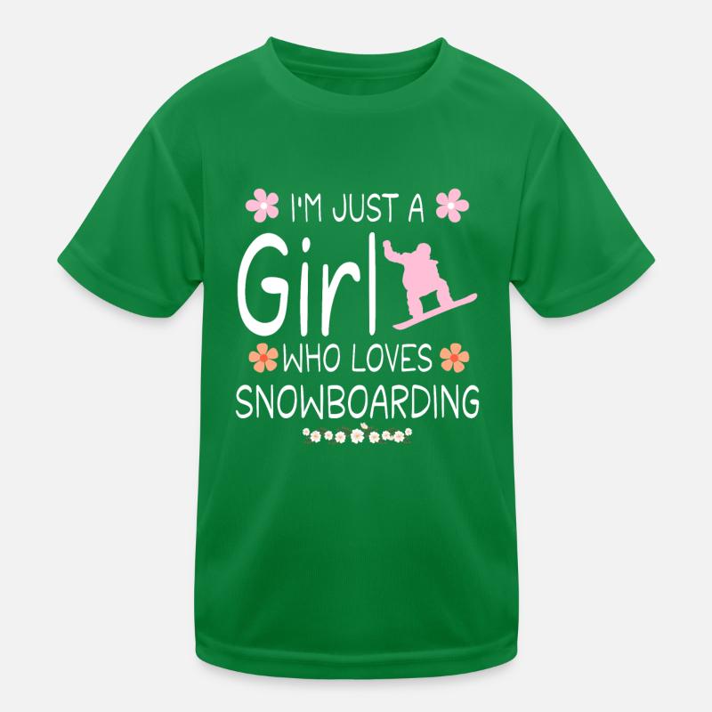 Ich bin nur ein Mädchen, das Snowboarden liebt Kinder Funktions-T-Shirt