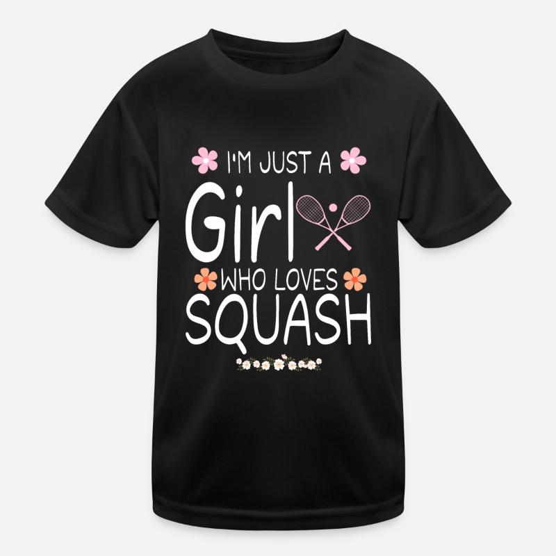 Ich bin nur ein Mädchen, das Squash liebt Kinder Funktions-T-Shirt