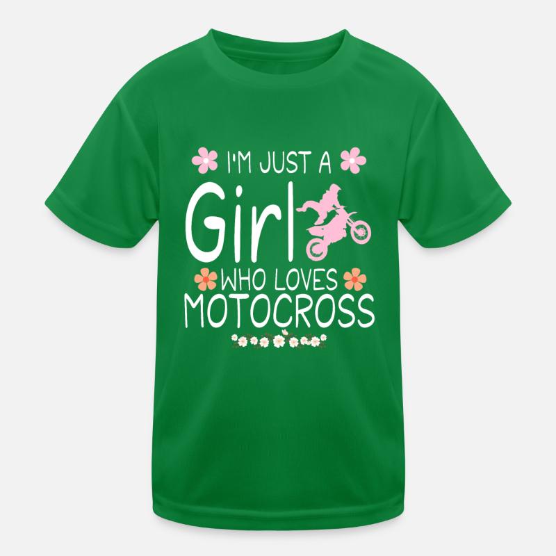 Ich bin nur ein Mädchen, das Motocross-T-Shirt liebt Kinder Funktions-T-Shirt