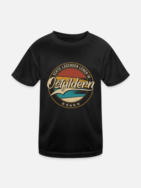 Ostfildern Echte Legenden leben in Ostfilderner - Kinder Funktions-T-Shirt - Schwarz - Vorne