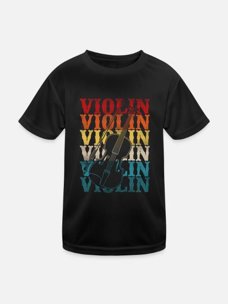Violin Violinist Retro Vintage - Kids Functional T-Shirt - black - Front