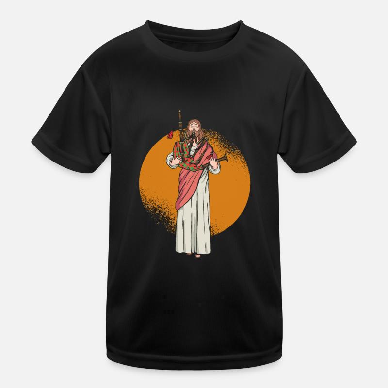 Jesus Plays Bagpipes - Scottish Kids Functional T-Shirt