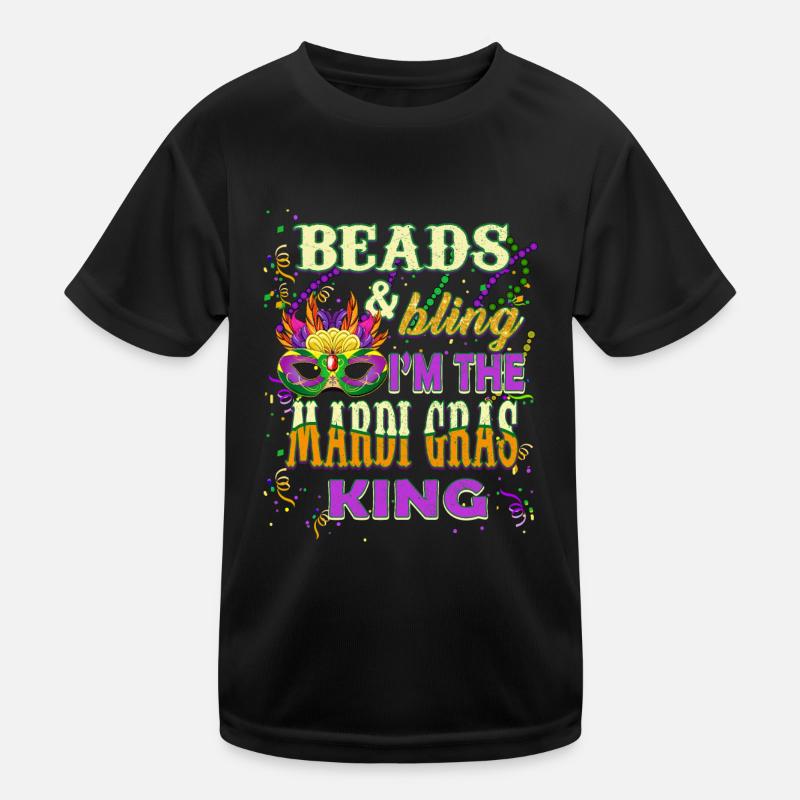 Perlen und Bling Ich bin der Mardi Gras King Kinder Funktions-T-Shirt