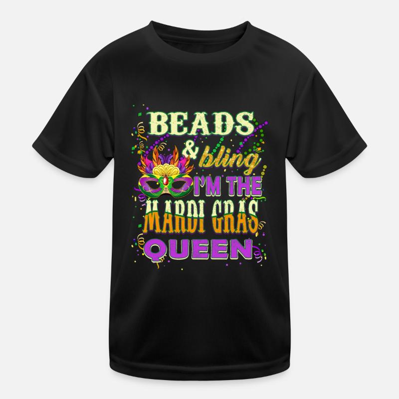 Perlen und Bling Ich bin die Mardi Gras Queen Kinder Funktions-T-Shirt