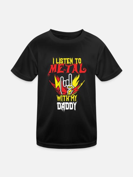 Metal With Daddy Metal Kid Music Lover Rocker - Kinder Funktions-T-Shirt - Schwarz - Vorne