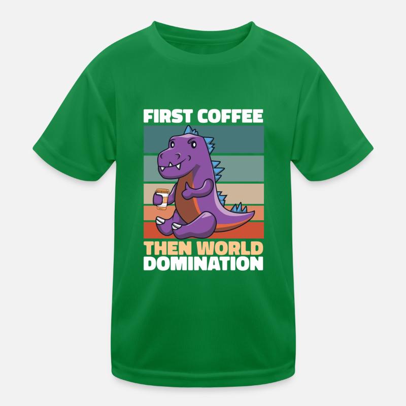 Dinosaurier Kaffee Kinder Funktions-T-Shirt
