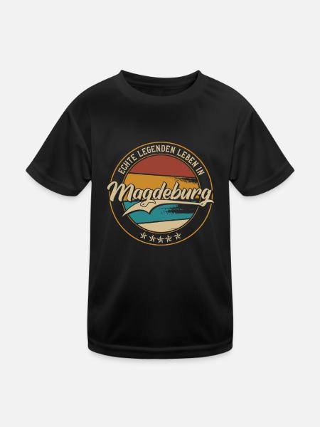 Magdeburg Echte Legenden leben in Magdeburger - Kinder Funktions-T-Shirt - Schwarz - Vorne