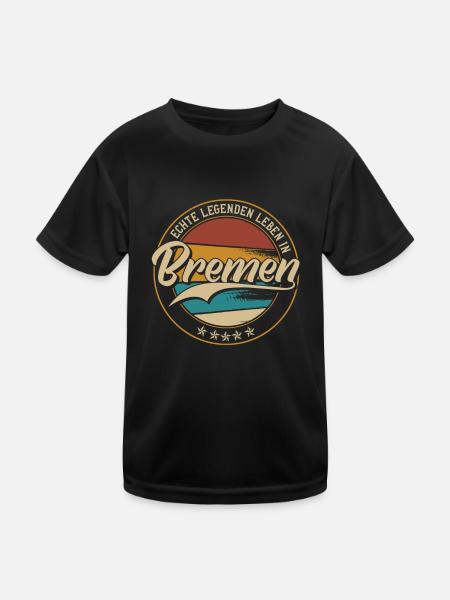 Bremen Echte Legenden leben in Bremen - Kinder Funktions-T-Shirt - Schwarz - Vorne