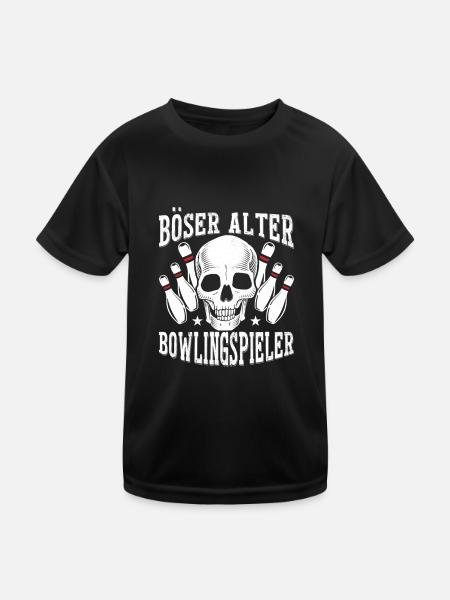 Böser Alter Bowlingspieler Strike Spare Pin Bowlin - Kinder Funktions-T-Shirt - Schwarz - Vorne
