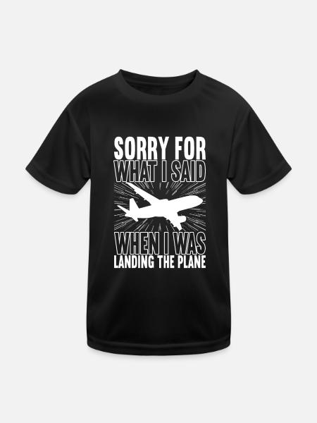 Pilot Flugzeug - Kinder Funktions-T-Shirt - Schwarz - Vorne
