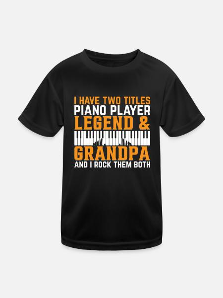 Piano Keyboard Player Grandpa - Keyboardist Grandp - Kids Functional T-Shirt - black - Front